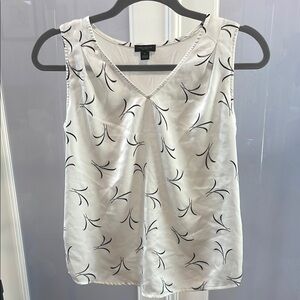 White Sleeveless Top with Black Pattern